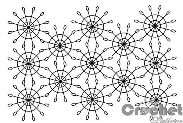 crochet scarf with lace flowers pattern 2