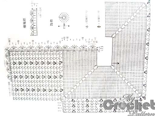 Colored crochet blouse pattern - stitch scheme