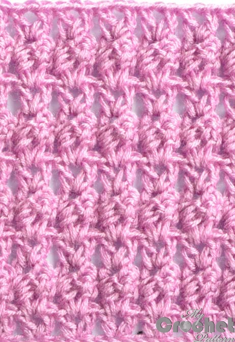 Pink crochet openwork pattern with cluster & shell preview Pink crochet openwork pattern with cluster & shell preview