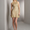 Golden crochet mini dress