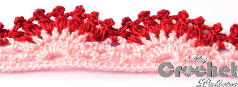 Gorizontal lace crochet edging pattern close up photo