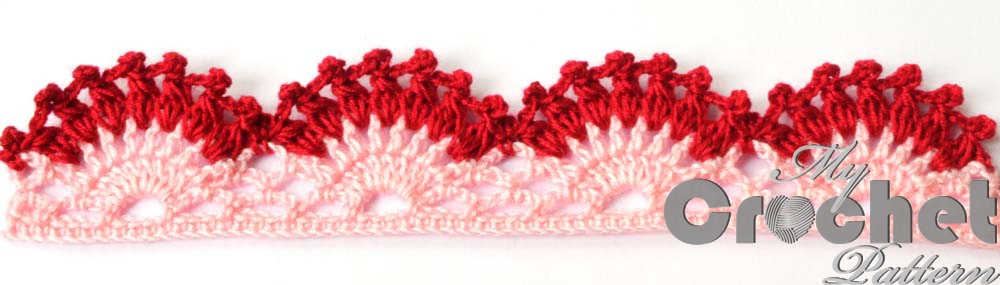 Gorizontal lace crochet edging pattern whole composition photo