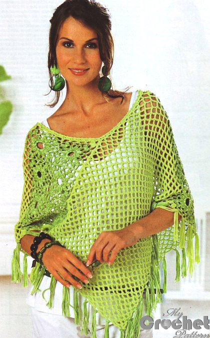 Light green crochet poncho photo Light green crochet poncho photo