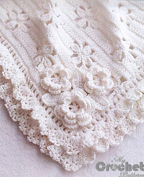 white crochet blanket for babies photo