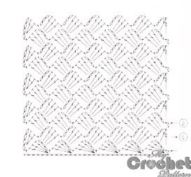 pattern of crochet purse with delicate motifs - stitch scheme