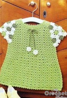 Green baby dress with floral sleeves preview