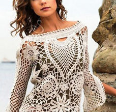 White lace crochet sweater photo