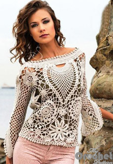 White lace crochet sweater photo