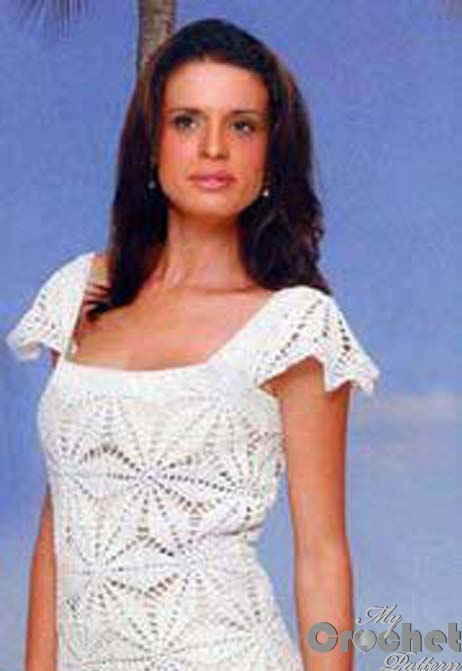 white crochet sundress with motif photo