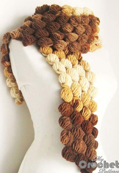 crocheted scarf of lush popcorn photo crocheted scarf of lush popcorn photo