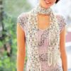 delicate crochet scarf with openwork and spider pattern photo
