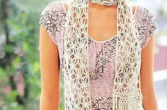 delicate crochet scarf with openwork and spider pattern photo
