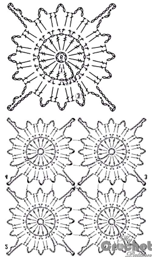 brown sunflower crochet motif pattern