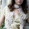 crochet lace scarf with big flowers photo