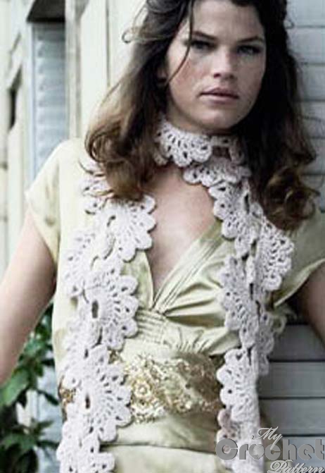 crochet lace scarf with big flowers photo crochet lace scarf with big flowers photo