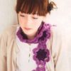 crochet scarf with purple flowers motif photo
