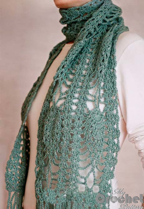 green crochet scarf with pineapples photo green crochet scarf with pineapples photo
