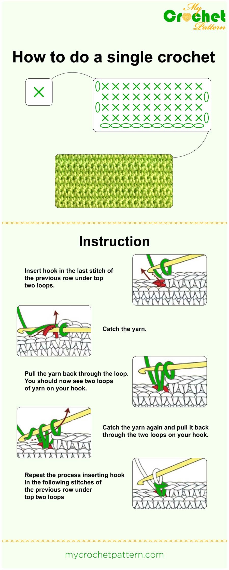 how to do a single crochet - infographic