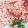 pink crochet scarf with small flowers photo