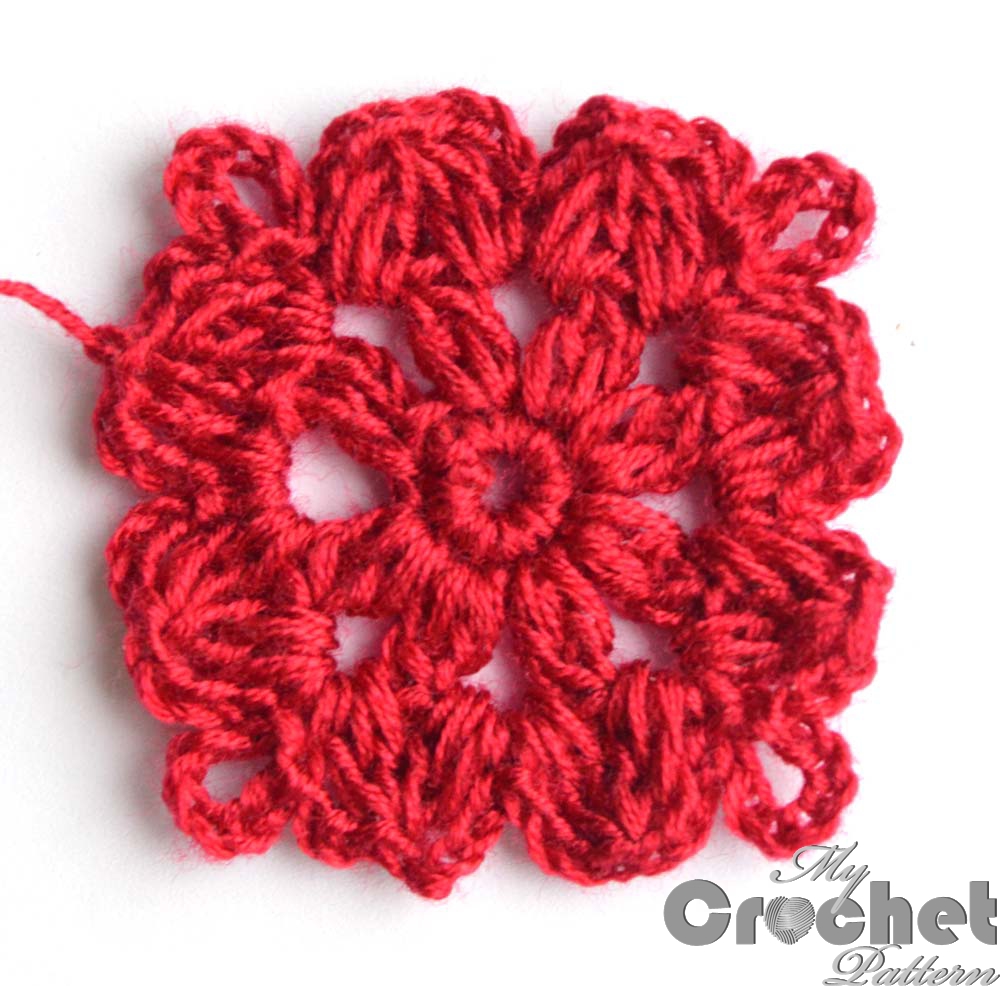 red crochet flower thic yarn - big photo red crochet flower thic yarn - big photo