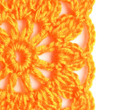 square orange flower motif
