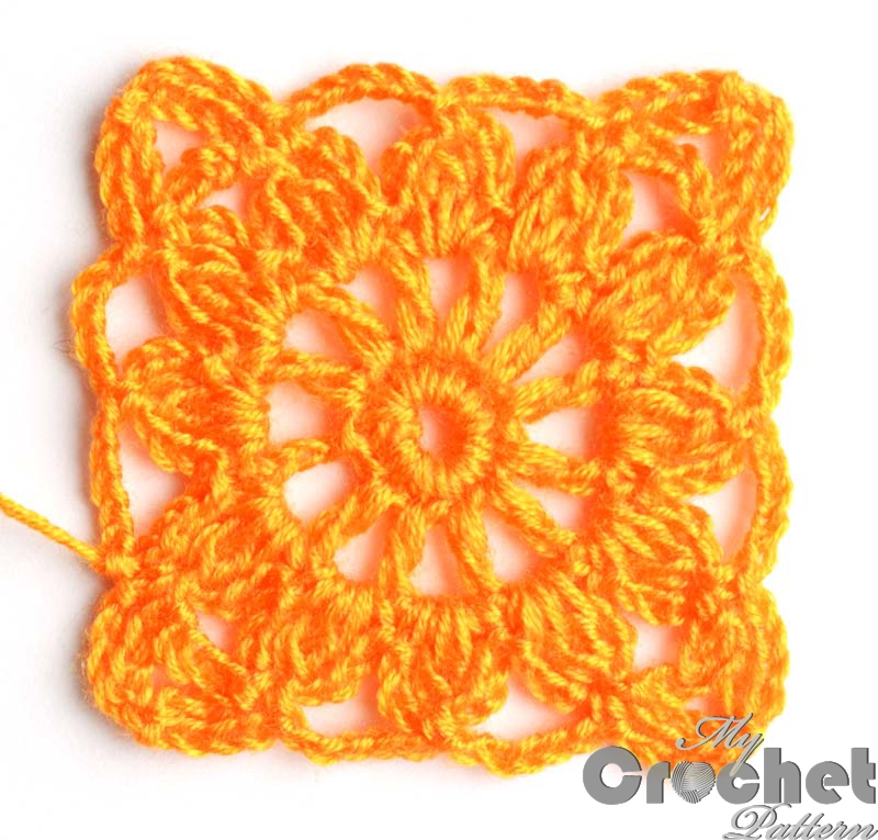 square orange flower motif photo 2
