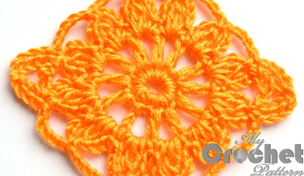 square orange flower motif photo 3