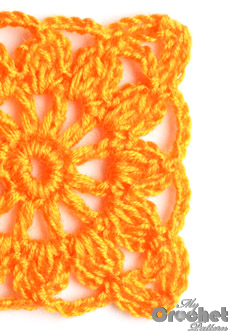 square orange flower motif