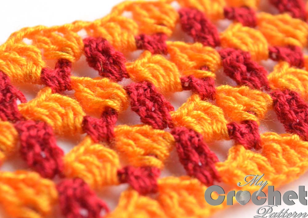 orange lace pattern red stripes close photo