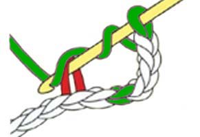 3 dc cluster in 1 chain stitch - step 1