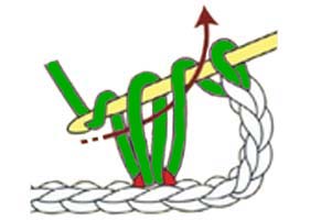 3 dc cluster in 1 chain stitch - step 2