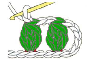 3 dc cluster in 1 chain stitch - step 7