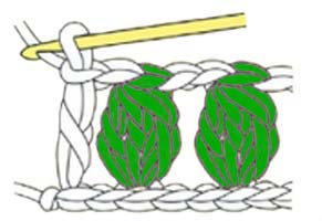 3 dc cluster in 1 chain stitch - step 8