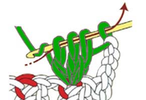 3 dc cluster in 1 chain stitch - step 9