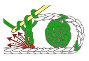 5 dc cluster in 1 chain stitch - step 1