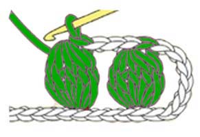 5 dc cluster in 1 chain stitch - step 3