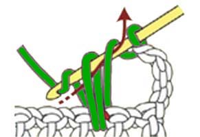 5 dc cluster on a chain stitch - step 2 5 dc cluster on a chain stitch - step 2