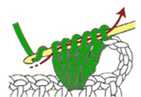5 dc cluster on a chain stitch - step 3 5 dc cluster on a chain stitch - step 3