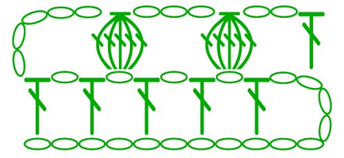 5 dc cluster on a chain stitch - stitches scheme 5 dc cluster on a chain stitch - stitches scheme
