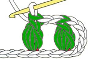 arranged puff in one stitch - step 3 arranged puff in one stitch - step 3