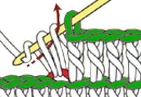 double crochet back loop only - step 2