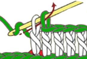 double crochet back loop only - step 3