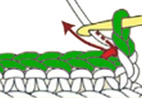 single crochet back loop only - step 1