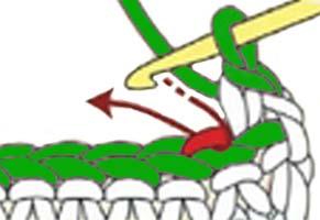 single crochet back loop only - step 2