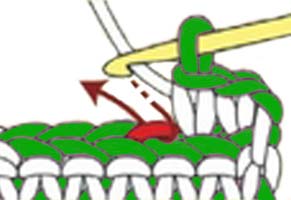 single crochet back loop only - step 3