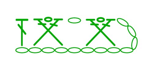 1-over-1 dc cross with 1 chain - stitches scheme 1-over-1 dc cross with 1 chain - stitches scheme