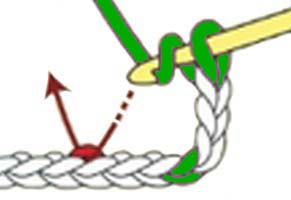 1-over-1 hdc cross - step 1