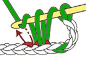 2 hdc closed together - step 1