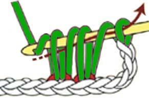 2 hdc closed together - step 2