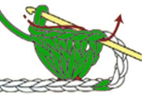 5 dc popcorn in same stitch - step 1 5 dc popcorn in same stitch - step 1